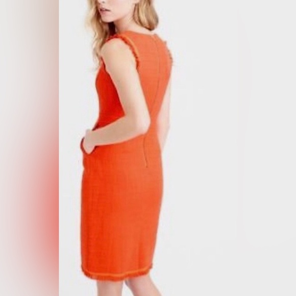 J. Crew Neon Persimmon Sheath Tweed Dress size 6 - Picture 2 of 14